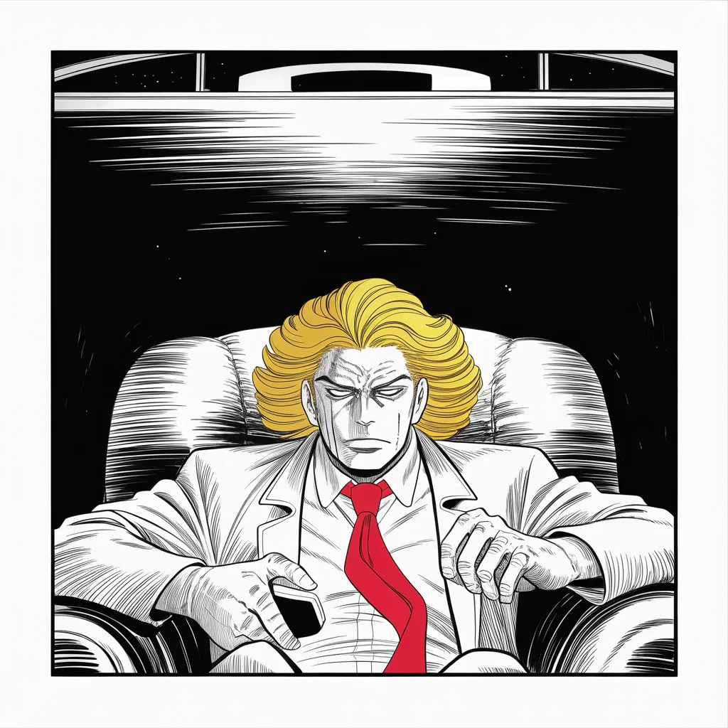Manga panel 4 of 5, Week 77 “Consequences”: Alone after midnight in the television's cold glow, Donarudo fumes at a comedy sketch he cannot stop watching.